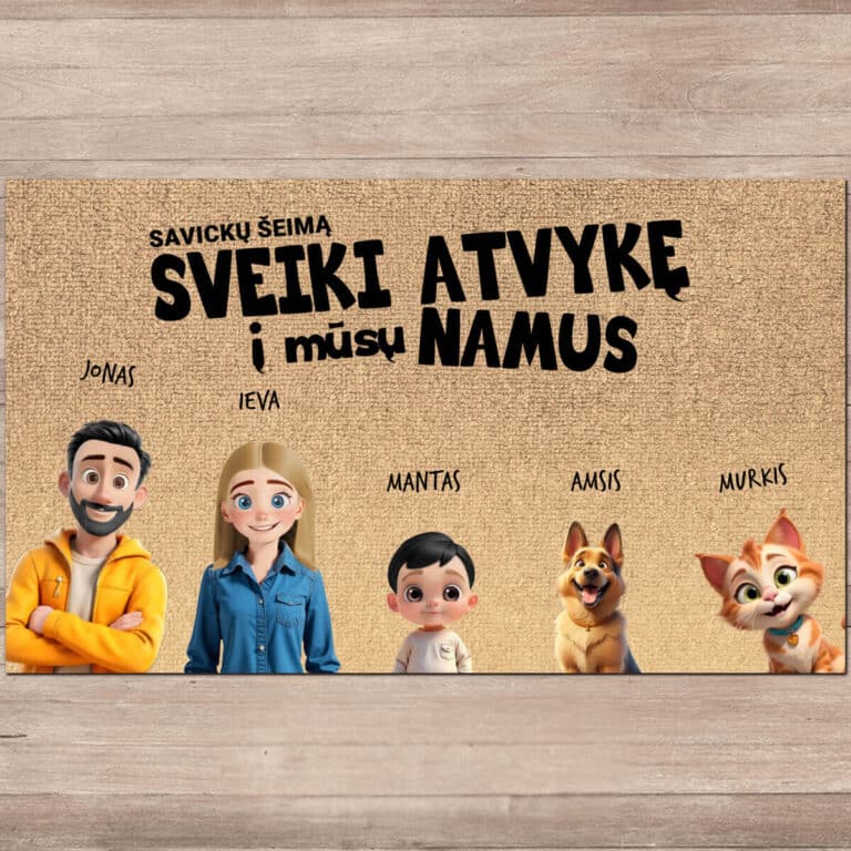 Personalizuotas kilimėlis - Animacinė šeima