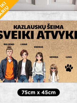 Personalizuotas kilimėlis – animuota šeima
