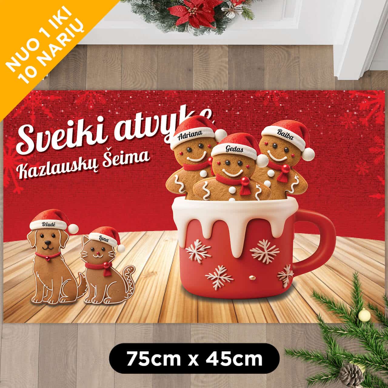 Personalizuotas durų kilimėlis - Kalėdiniai sausainiai