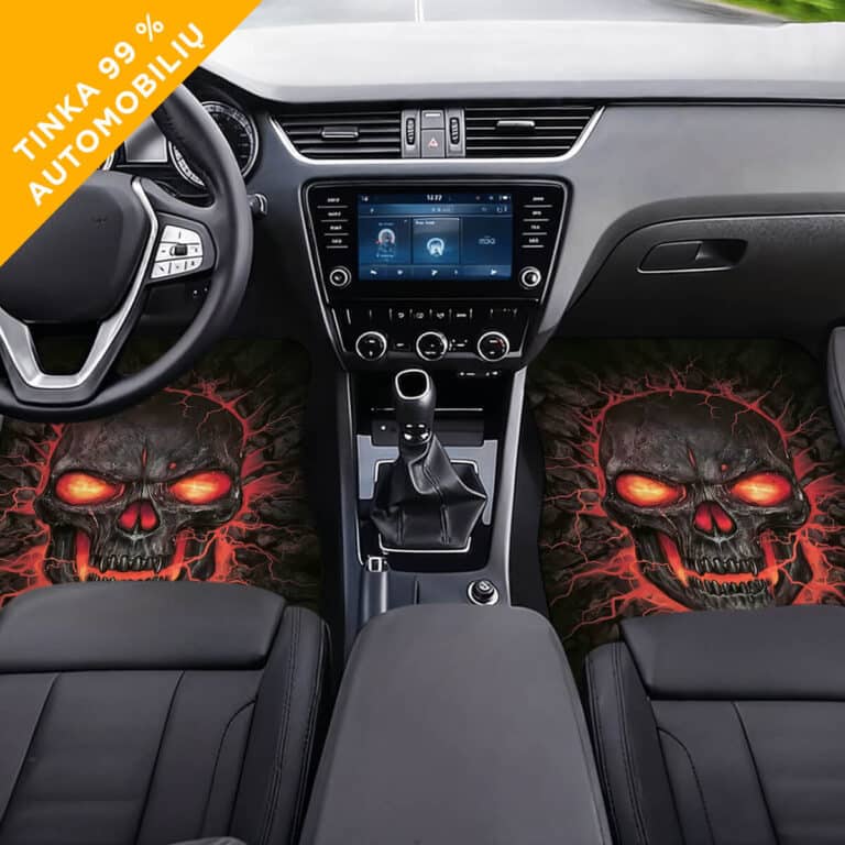 Personalizuoti automobilio kilimėliai „Pragaro kaukolė“ su tavo tekstu
