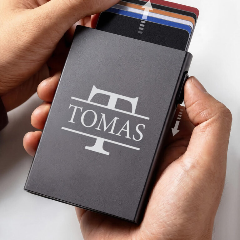 Personalizuotas aliumininis kortelių dėklas